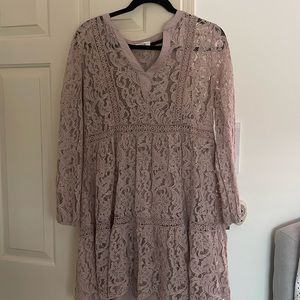 Blush Long Sleeve Lace Dress